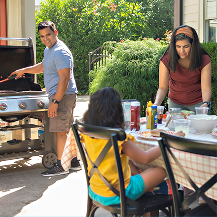 A family enjoying a cookout