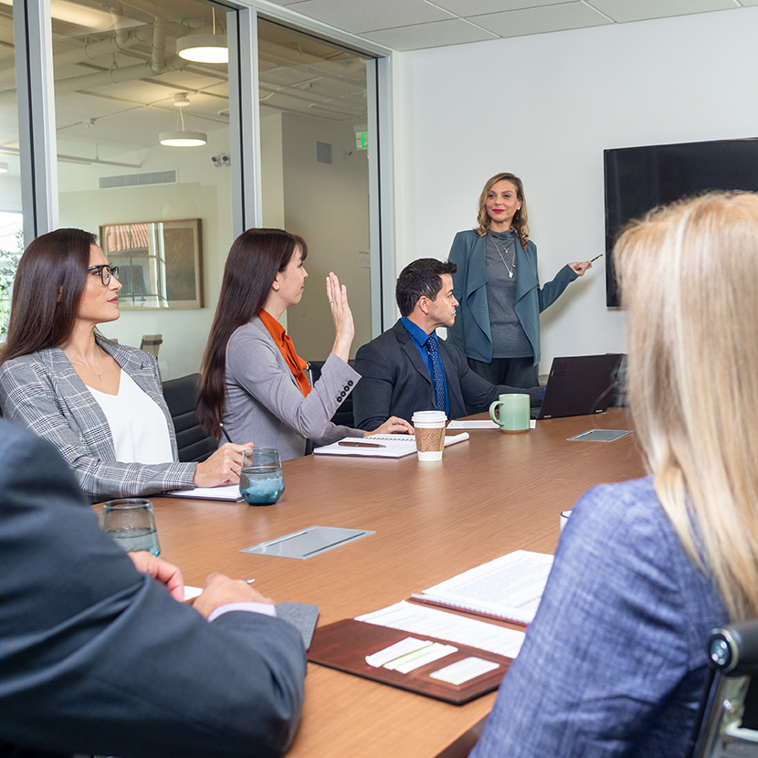 Team meeting to go over TruStage's strategic choices for growth whitepaper